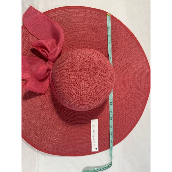 Pink Floppy Hat Wide Brim Foldable for Women Summer Bow Travel Outdoor Sun Wear